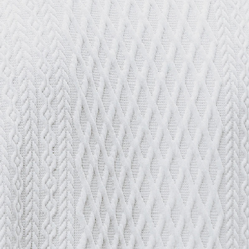 Close-up of the white geometric jacquard knit texture