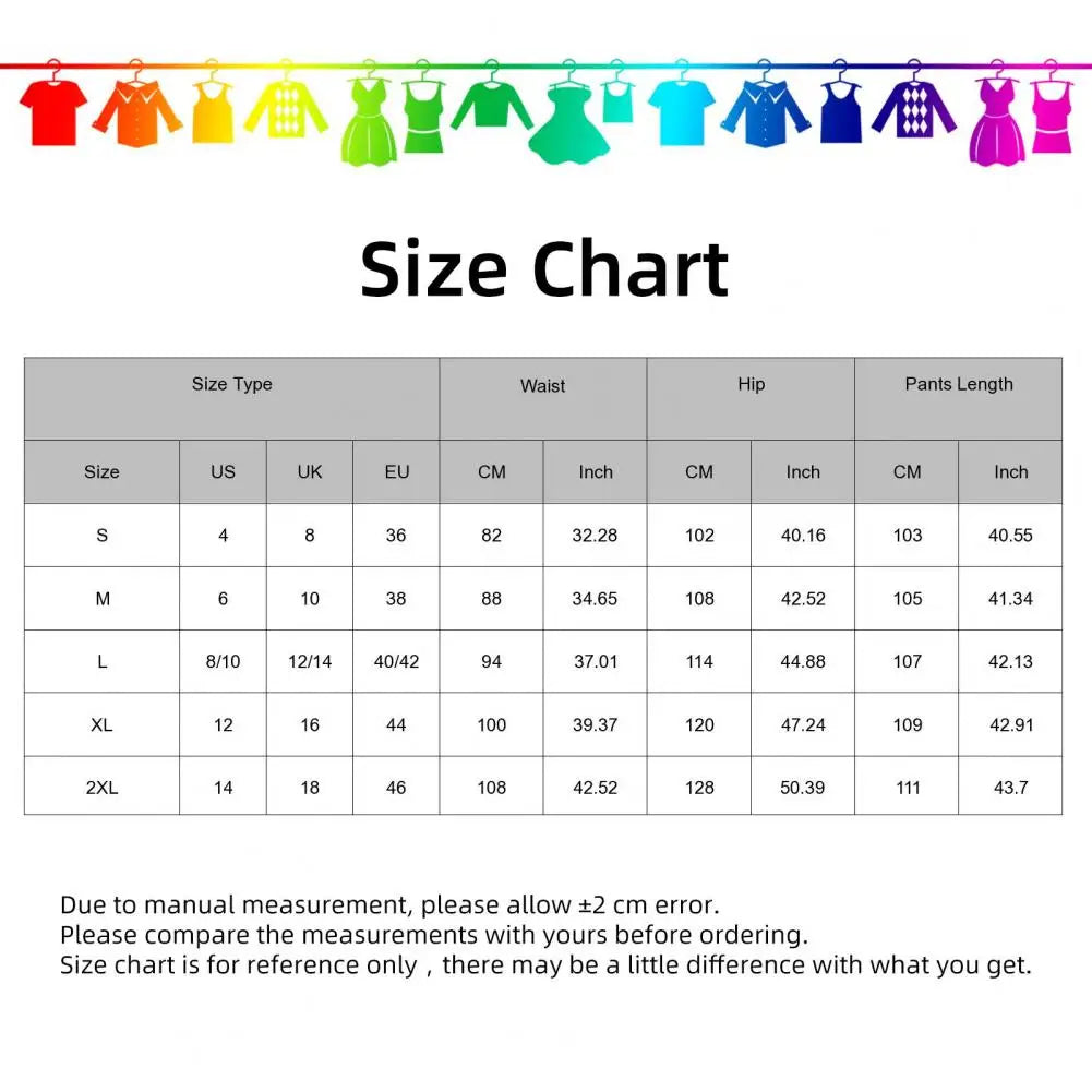 Size chart for the Relaxed Cropped Trousers