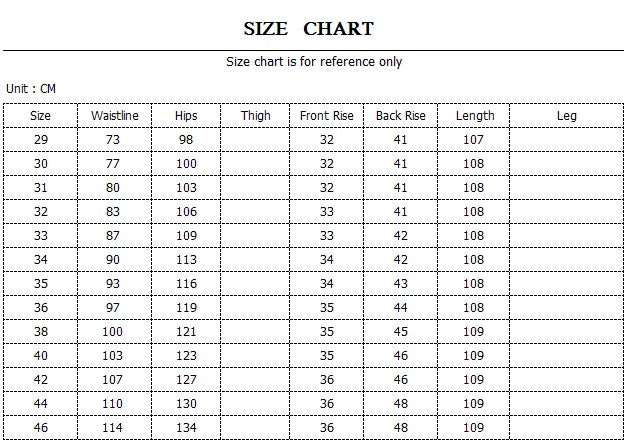 Garment measurement chart for the Double-Pleat Cotton Trousers