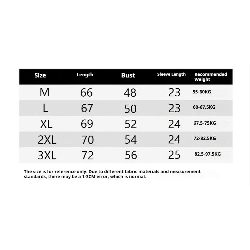 Size chart for the Jacquard Zip Polo