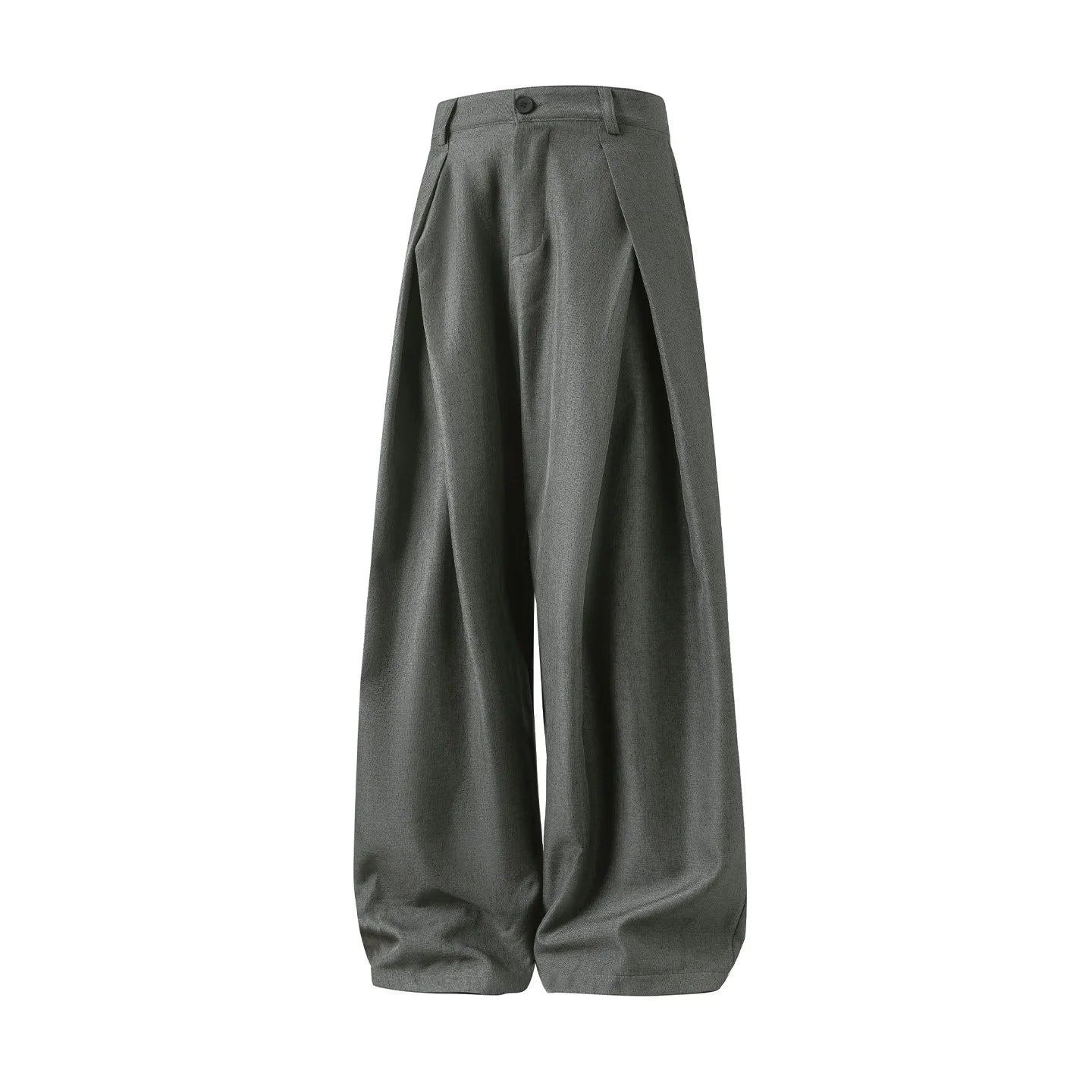 Gray relaxed straight-leg trousers on a plain background