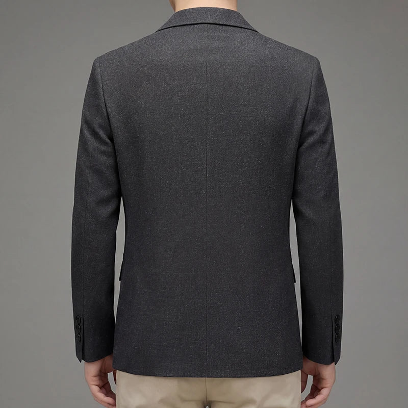 Back view of a black lightweight summer blazer