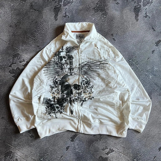 Y2K New MMA Jacket Men American Graffiti Retro Gothic Trend Harajuku Graphic Zipper Sweatshirt Couple Casual Street Coat - kuvexa